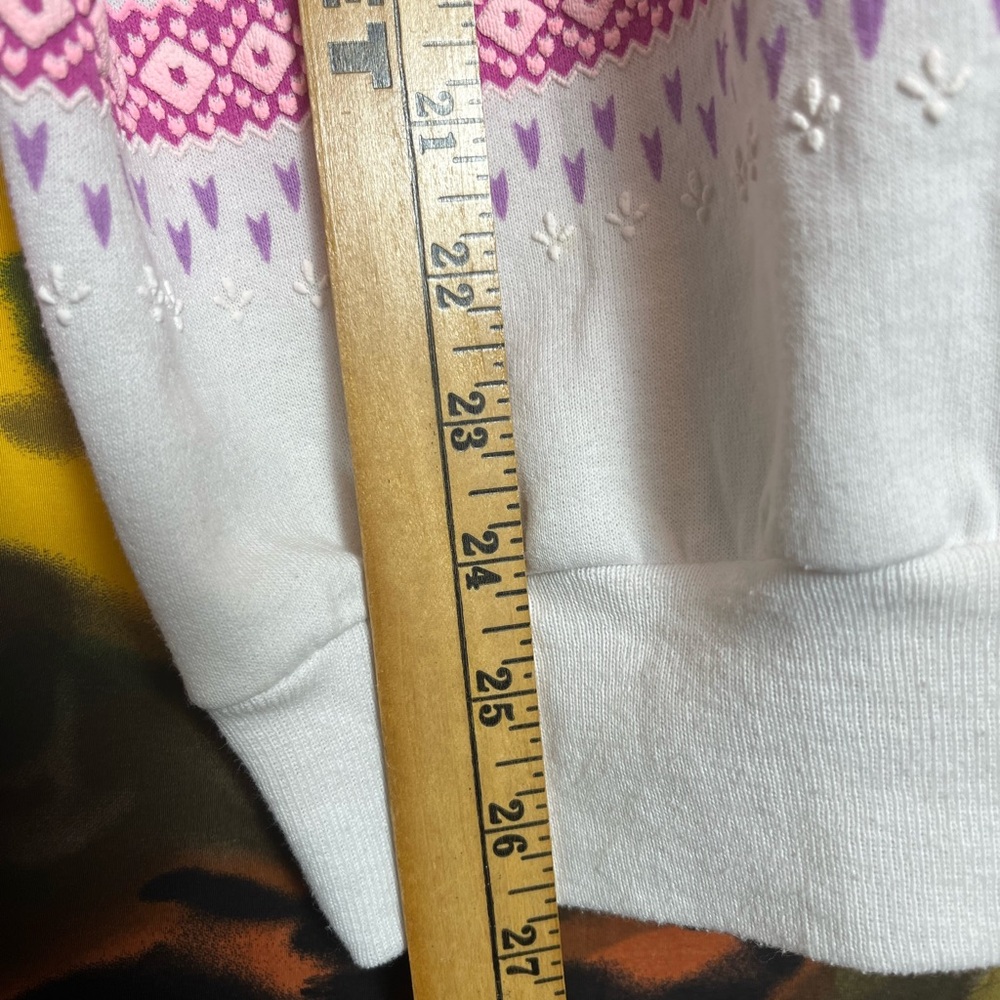 Vintage Snowy White and Pink Forest Print Sweatshirt - Picture 12 of 12